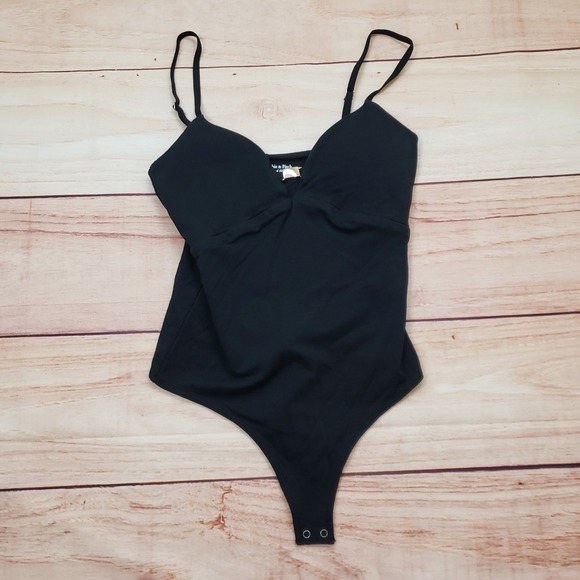 Abercrombie & Fitch Tops - Abercrombie & Fitch Modal Blend Twist Front Thong‎ Bodysuit Black XS Sleeveless